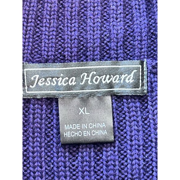 JESSICA HOWARD~  Purple Ribbed Turtleneck Sweater XL Dress With Cuffed Sleeves - Picture 5 of 12